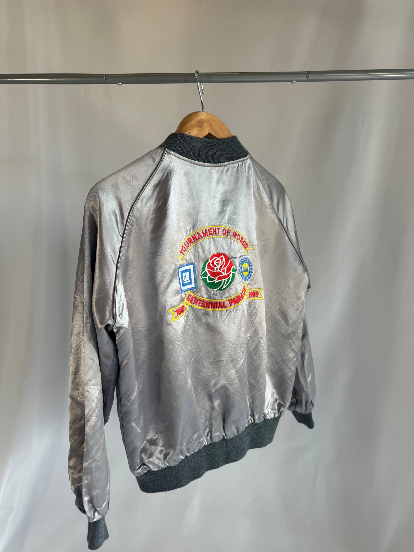 Silver Silk Bomber Jacket