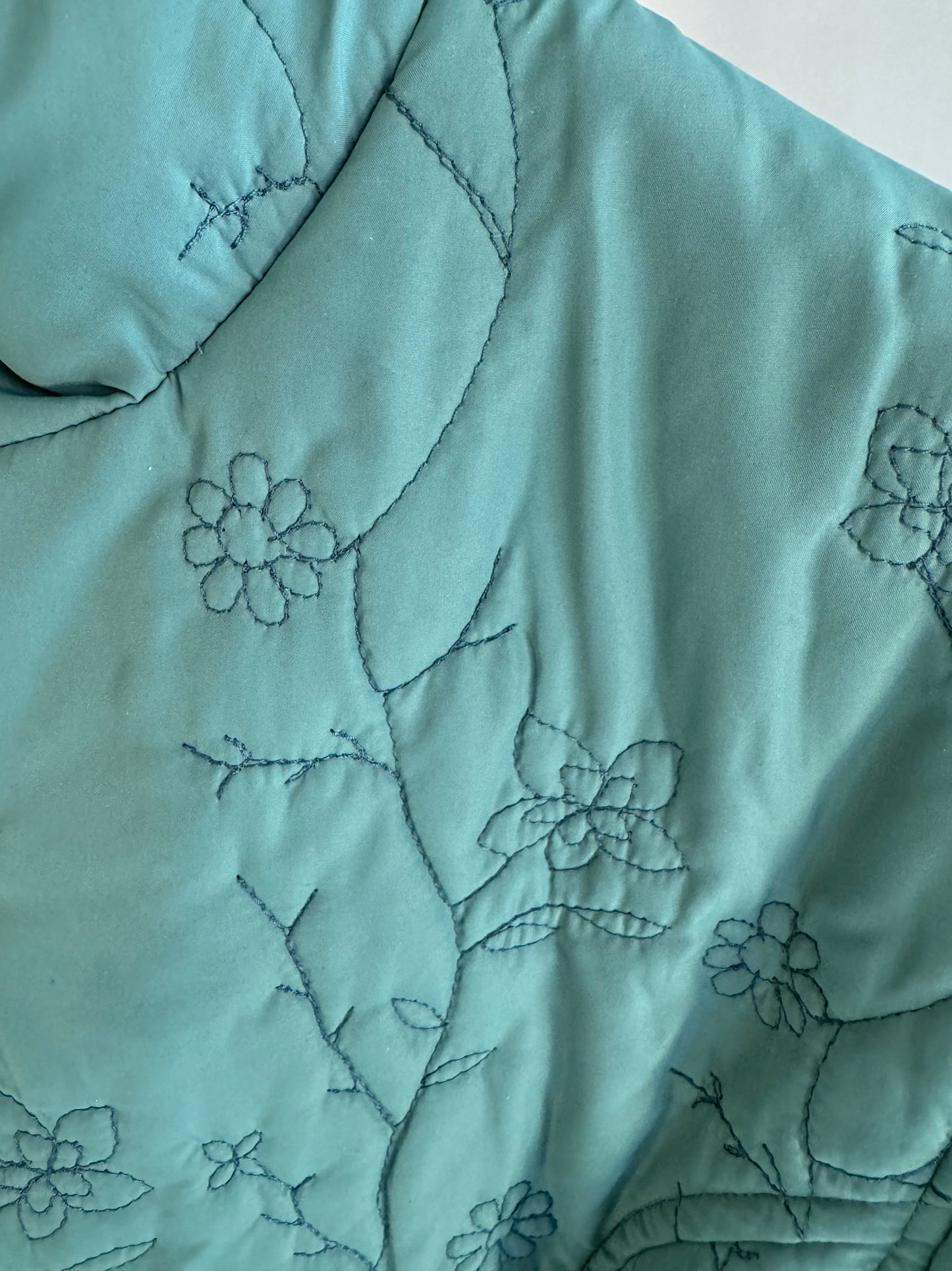 Flower Embroidered Puffer Jacket