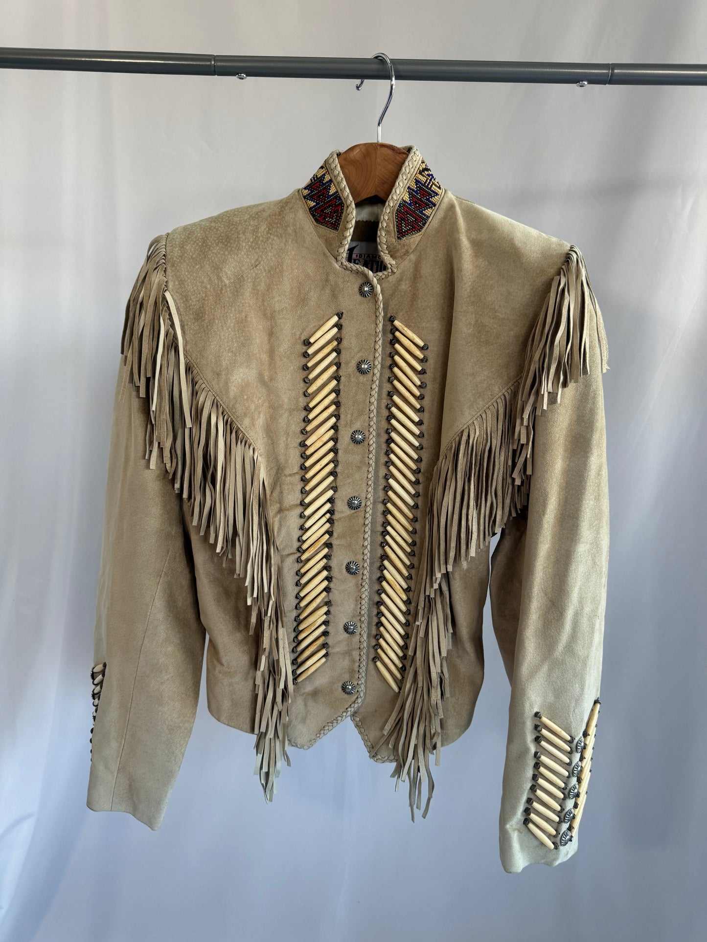 Hand Beaded 80s Suede Jacket