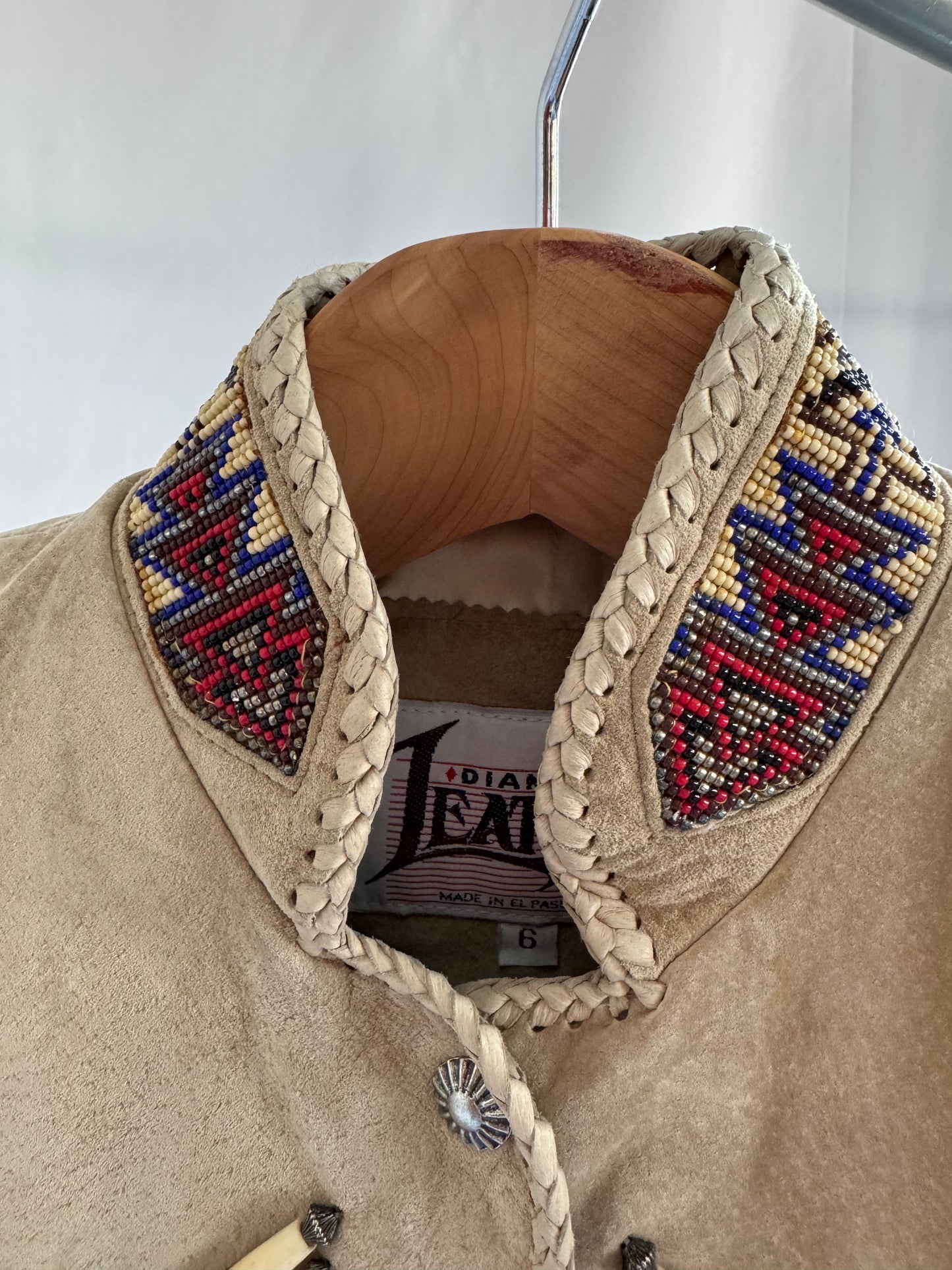 Hand Beaded 80s Suede Jacket