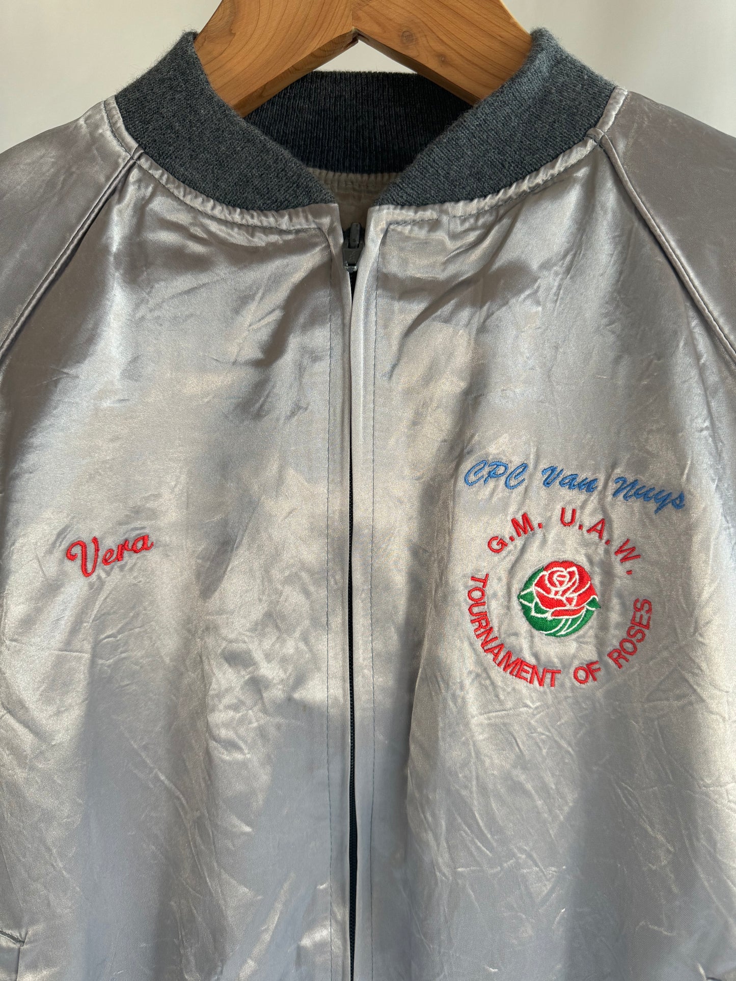 Silver Silk Bomber Jacket