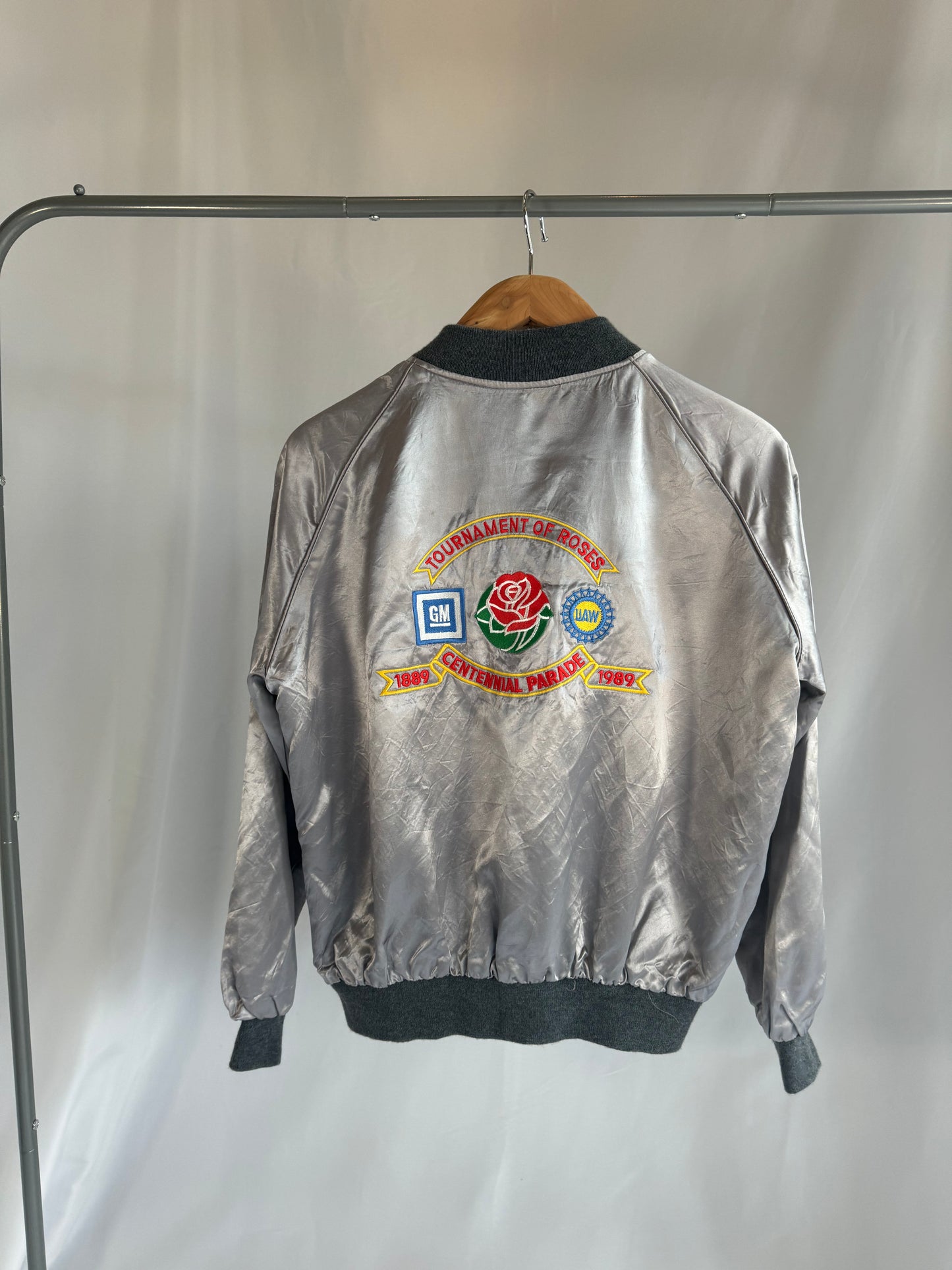 Silver Silk Bomber Jacket