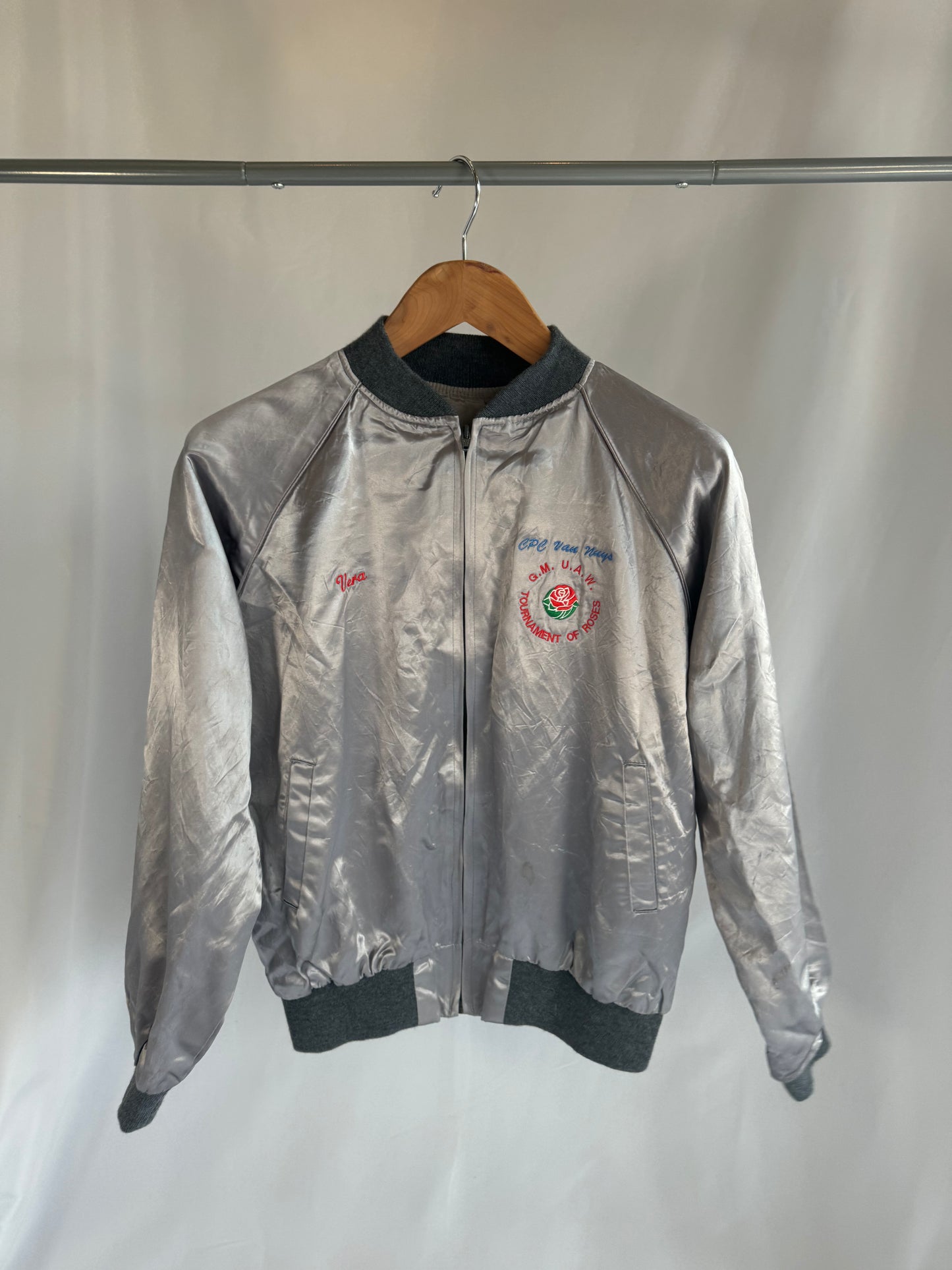 Silver Silk Bomber Jacket