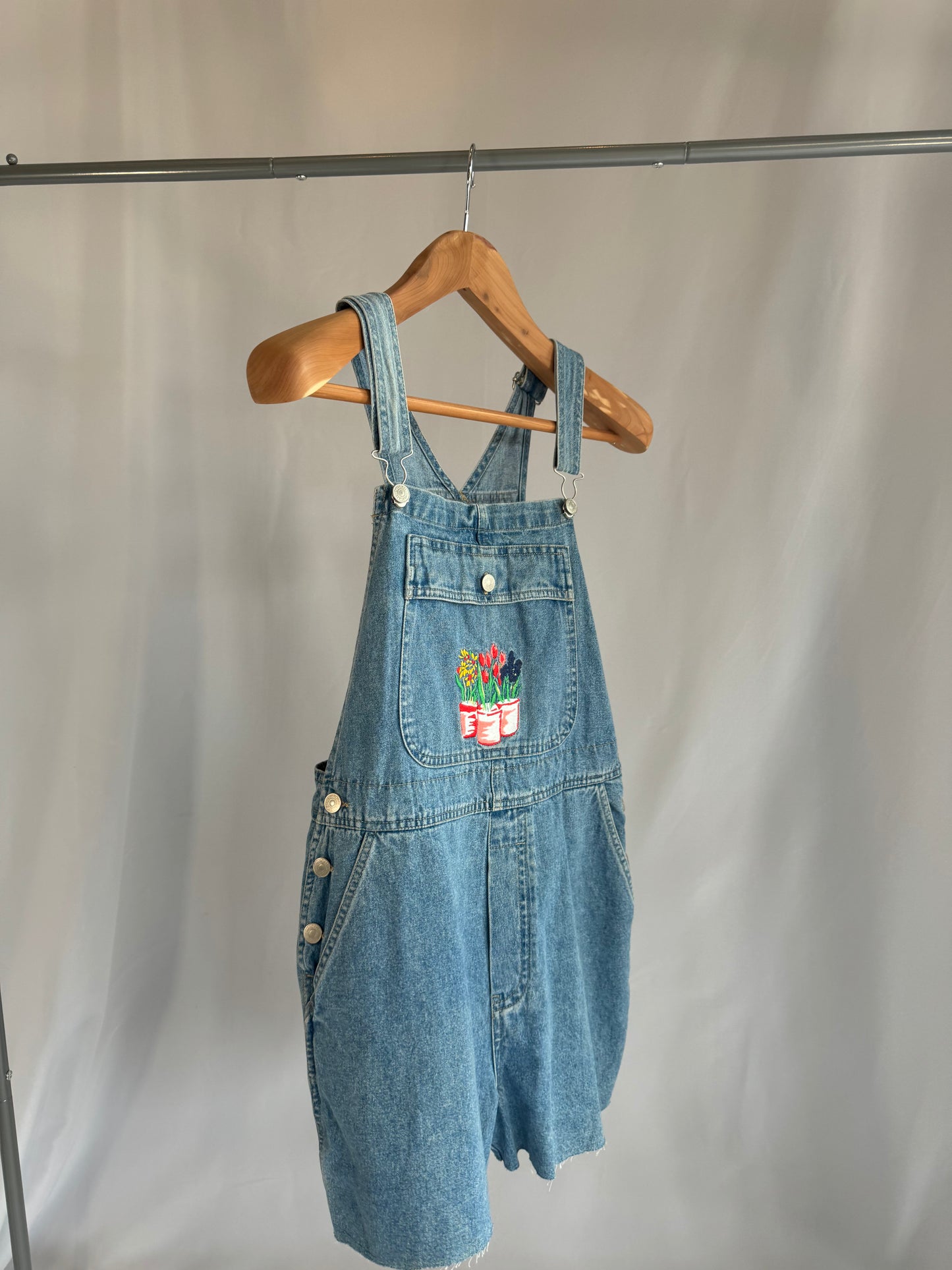 Hand-embroidered Flower Overalls