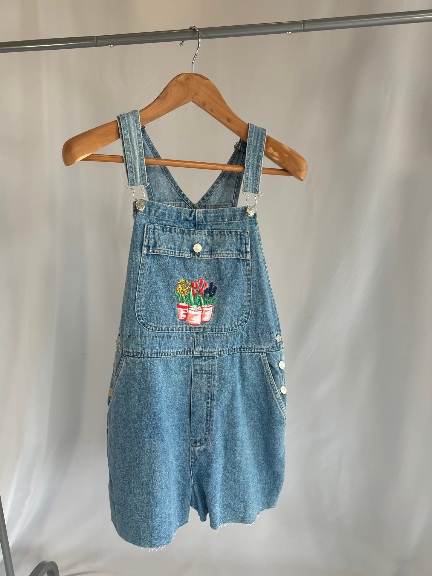 Hand-embroidered Flower Overalls