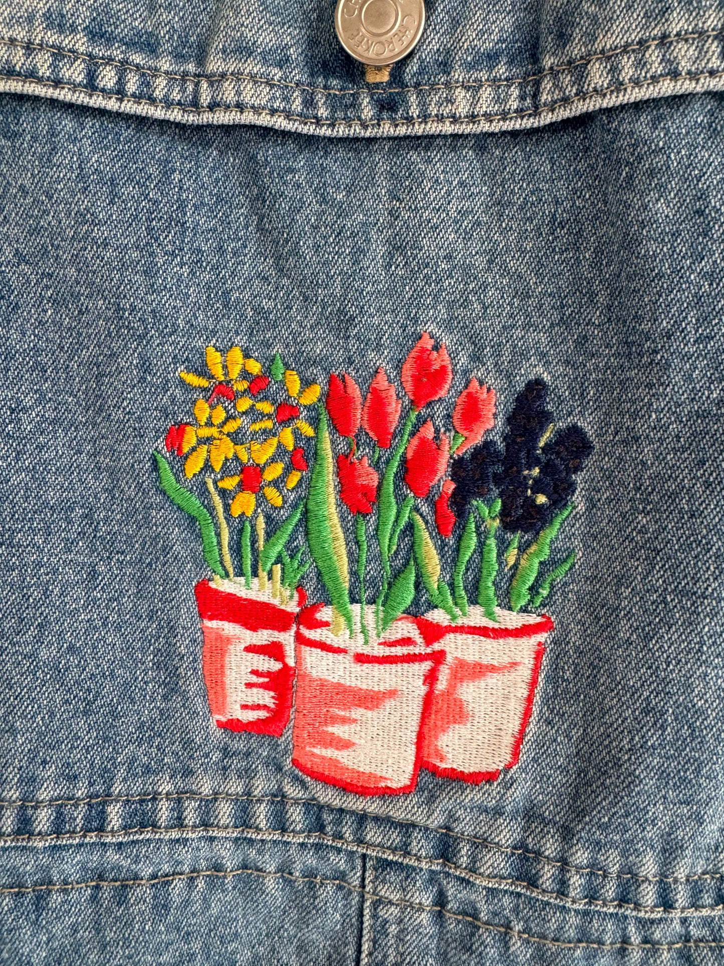 Hand-embroidered Flower Overalls