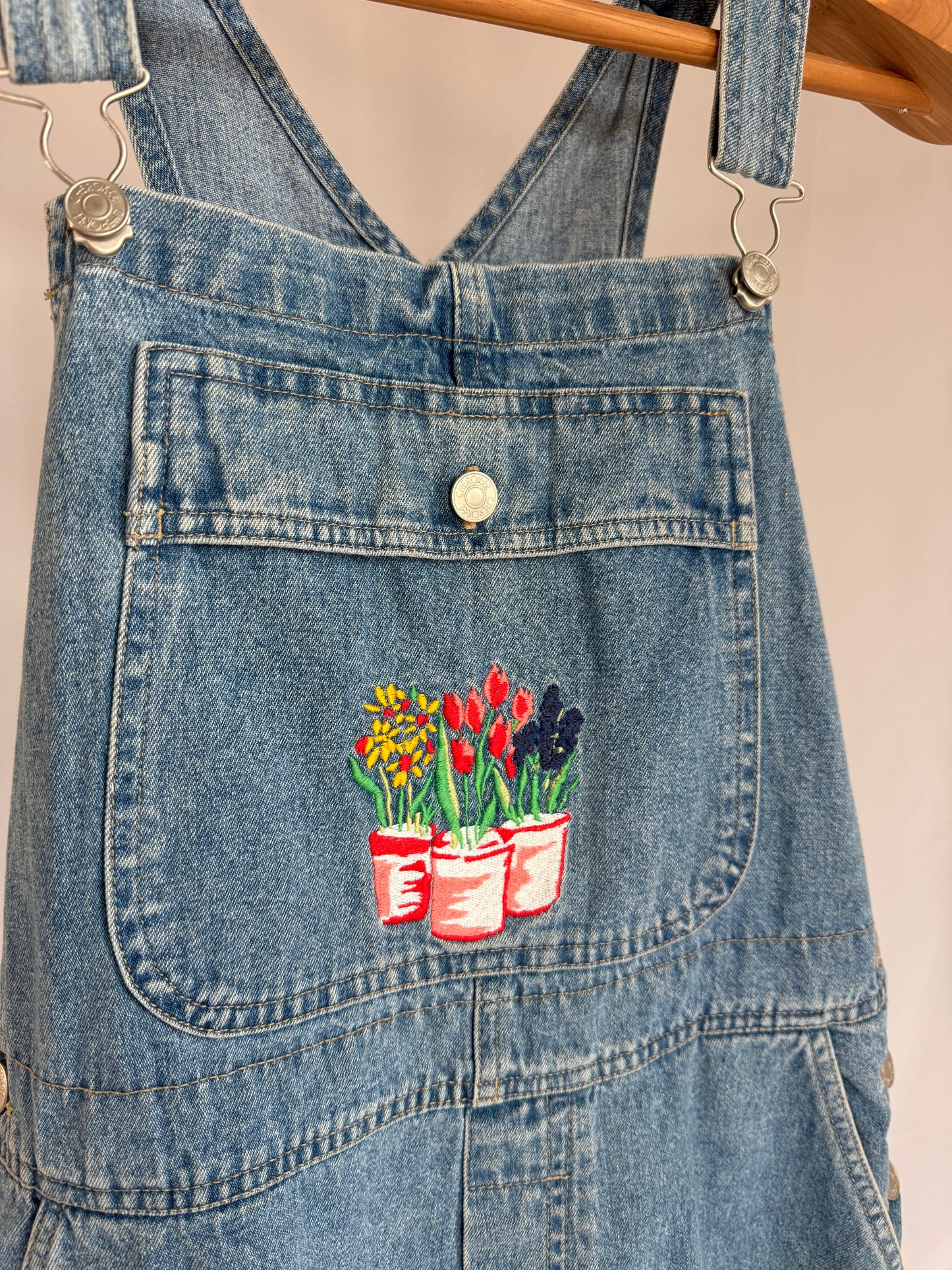 Hand-embroidered Flower Overalls