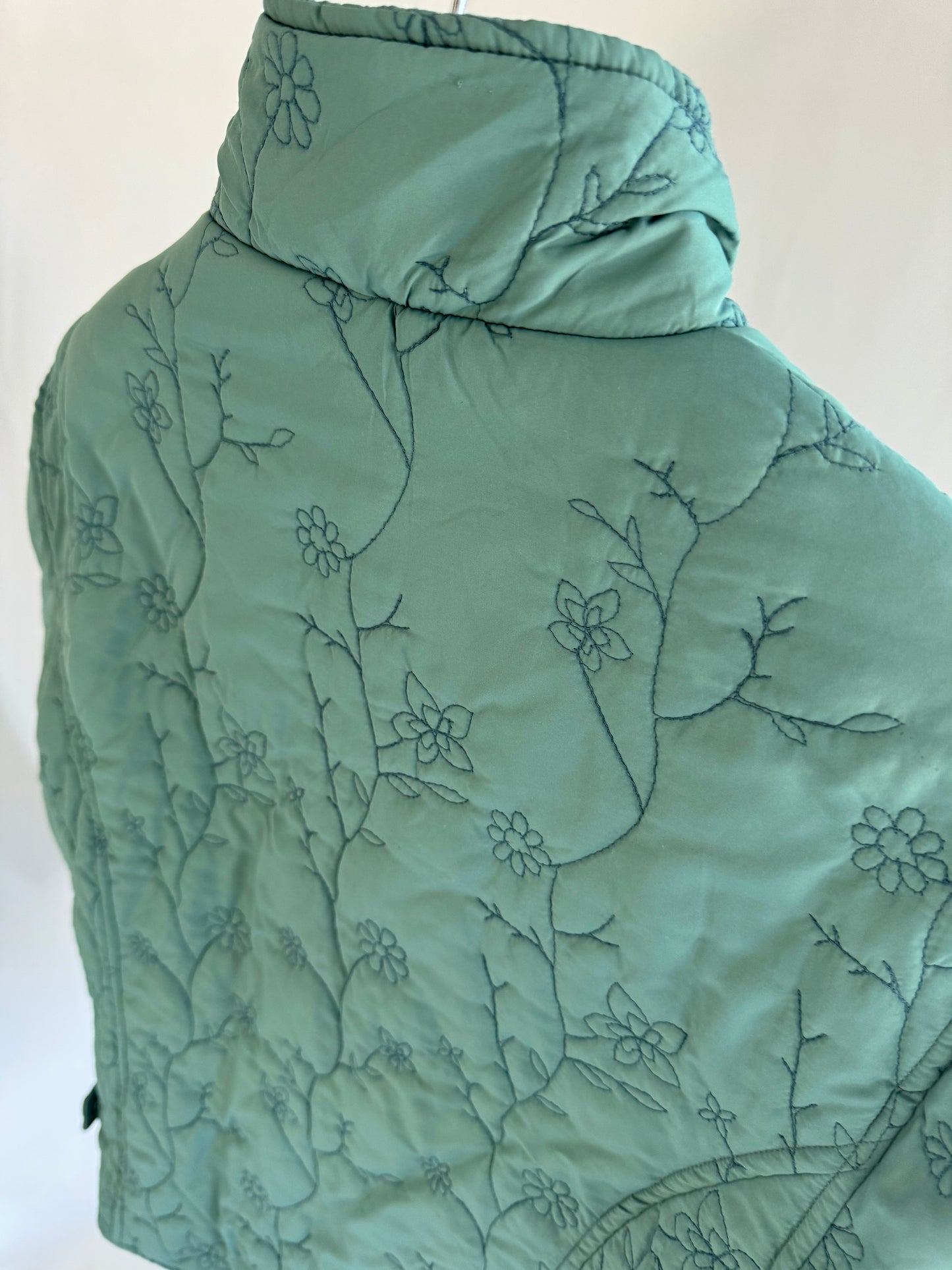 Flower Embroidered Puffer Jacket